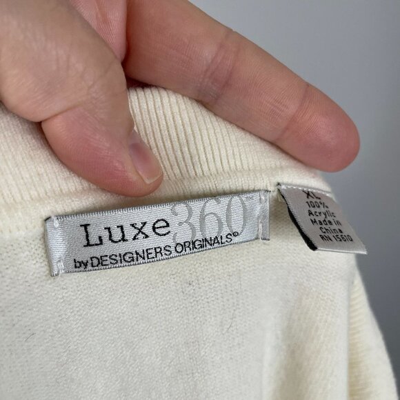 Vintage Luxe 360 Womens Quarter Zip Sweater SOFT XL Ivory Long Sleeve Pullover - Picture 8 of 10